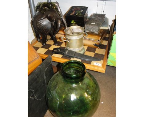 Games board, elephant, lantern, boxes, and a terrarium, etc.