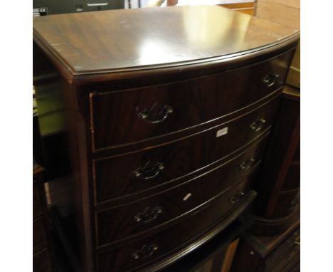 A Mahogany bow front 4 drawer chest on bracket feet in Georgian style