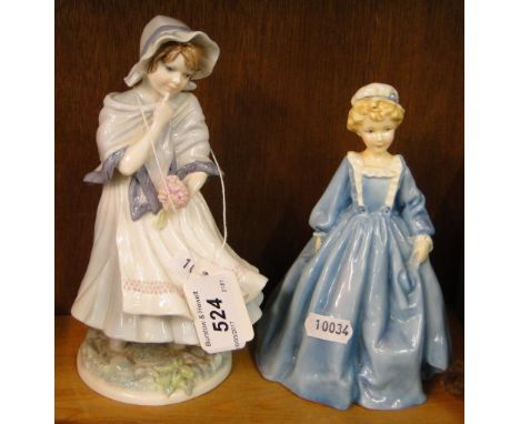 Royal Worcester figure "Grandmother's Dress" and Royal Worcester girl "A Posy For Mother". 