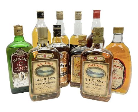 Ten bottles of blended Scotch whisky, including Macleod's Isle of Skye, Dalmeny De Luxe, Arden House, etc, various contents a