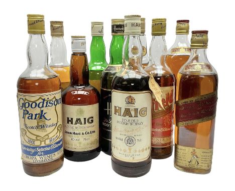 Ten bottles of blended Scotch whisky, including Johnnie Walker, Haig, Harrors, etc, various contents and proofs (10)