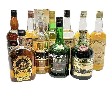 Nine Highland Malt Scotch Whiskys, including Royal Culross, Dalvegan, Angus Dundee etc, together with Amrut Indian Single Mal