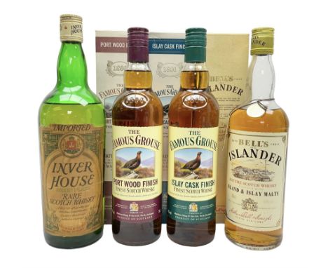 Four bottles of blended Scotch whisky, comprising Inver House, Bell's Islander' The Famous Grouse Islay Cask Finish,  various