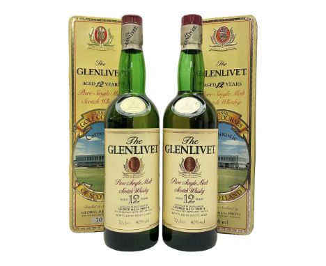 Two Glenlivet 12 year old, single malt Scotch whisky, 700ml 70% vol, each in original Classic Golf Clubs of Scotland Carnoust