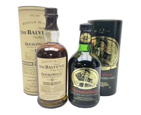 Balvenie 12 year old Doublewood single malt Scotch whisky, 70cl 40% vol and Bunnahabhain, 12 year old, single malt Scotch whi