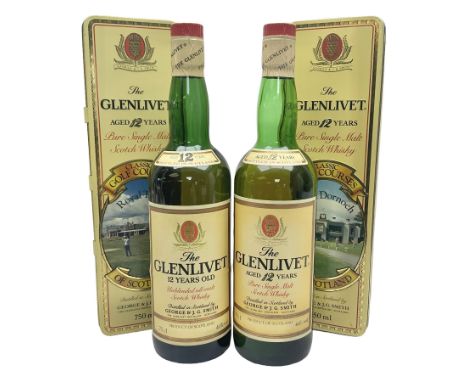 Two Glenlivet 12 year old, single malt Scotch whisky, 700ml 70% vol, each in original Classic Golf Clubs of Scotland presenta