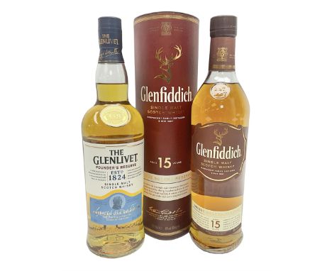Glenlivet, Founders Reserve, single malt Scotch whisky, 70cl, 40% vol and Glenfiddich, 15 year old Solera Reserve, single Sco
