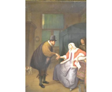 After Jan van Steen - The Doctor's Visit - KPM, Berlin porcelain plaque, 26x20cm, copied by Franz Xaver Thallmaier, and beari