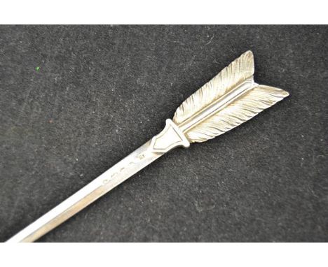 An early Victorian silver game skewer, L21.5cm, feathered arrow form, London 1844, maker Francis Higgins - approx weight 229/