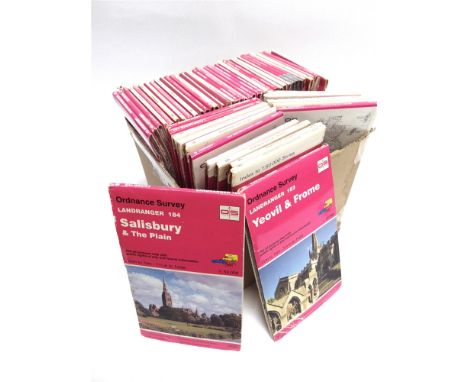 [MAPS]  Fifty-five 1:50,000 scale folding Ordnance Survey maps, (box).