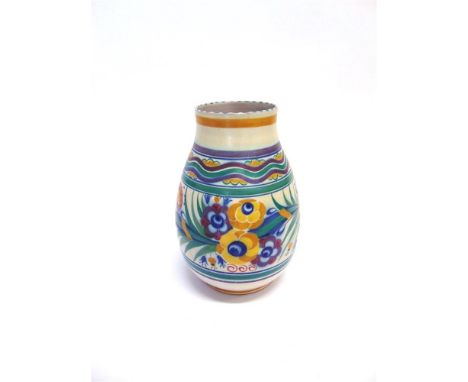 A LARGE CARTER STABLER ADAMS POOLE POTTERY VASE  shape number 337, decorated in the YO pattern, impressed mark for 1925-1934 