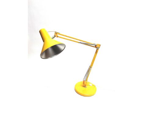 AN ANGLEPOISE TYPE ADJUSTABLE DESK LAMP  in yellow, by Maxam Denmark