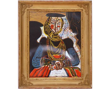 PABLO PICASSO 'Portrait of a Lady after Cranach the Younger', 1962, linocut, suite: linogravures, 27cm x 20cm, framed and gla