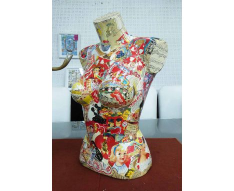 CAT JAMES (British B.1978) 'Valentine', 2016, vintage comics and mixed media, signed, titled and dated on the base, 60cm H x 