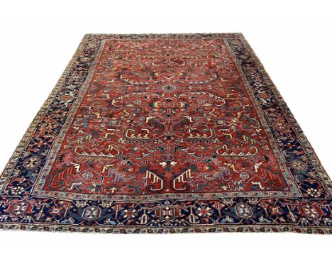 ANTIQUE HERIZ CARPET, 335cm x 258cm, all over serapi design.