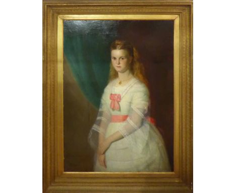 MATTHIAS ROBINSON (British 1856-1895) 'Portrait of a Fine Scottish Young Lady', 1873, oil on canvas, signed and dated, 128cm 