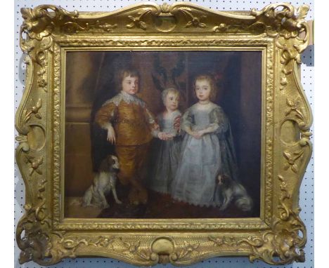 AFTER SIR ANTHONY VAN DYCK 'Portrait of the Three Eldest Children of Charles I', oil on canvas, 45cm x 52cm, framed.