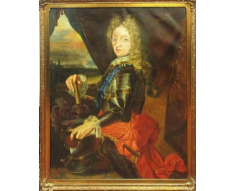 After HYACINTHE RIGAUD 'Portrait of King Frederik IV of Denmark', oil on canvas, provenance: Fredensborg Store Kro, 92cm x 70