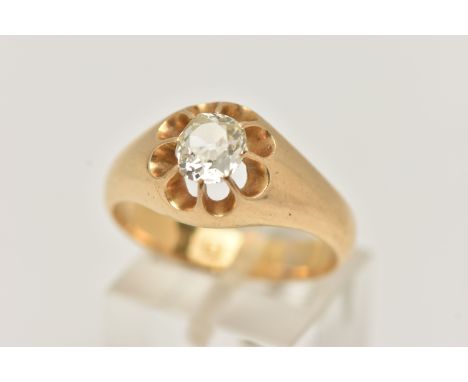AN 18CT GOLD SINGLE STONE DIAMOND RING, a single old cut diamond, approximate total diamond weight 0.78ct, colour assessed as