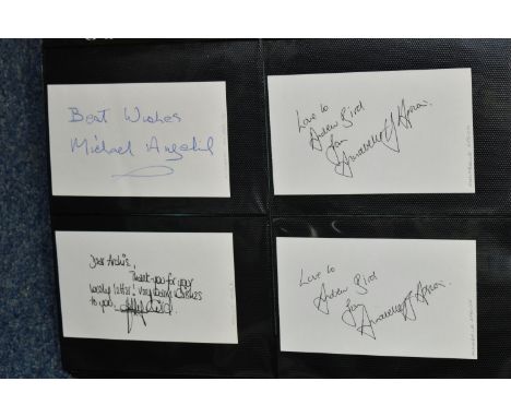 AUTOGRAPHS, One Ring-Bound Album containing the signatures of 170 Film, TV and Media Personalities, 154 on cards and 16 on en