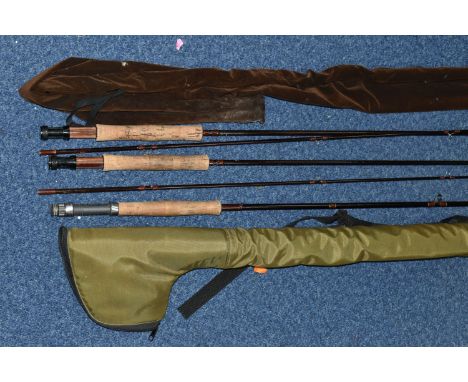 THREE TWO PIECE FLY RODS, comprising a Normark 11ft model GMF1322 7/8 weight rod, two unbranded 7/8 weight fly rods, one is m