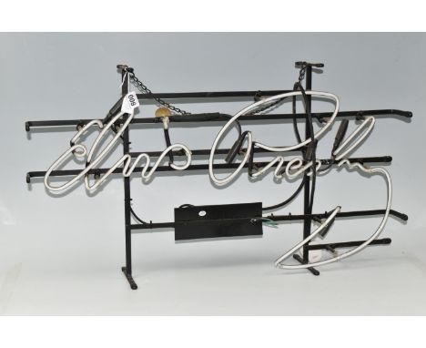 A MODERN ELVIS PRESLEY NEON LIGHT, height 45cm x 82cm width not tested, has a hanging chain and mains supply fitted,(Conditio