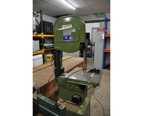 A WOODWISE BANDSAW ON STAND with mitre guide total height 176cm 240v  (PAT pass and working)