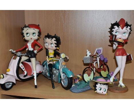 FOUR RESIN BETTY BOOP FIGURES, 'Westerland', comprising  'Scooter Betty', 'Motorcycle Betty', 'Roller-skate Waitress Betty' a
