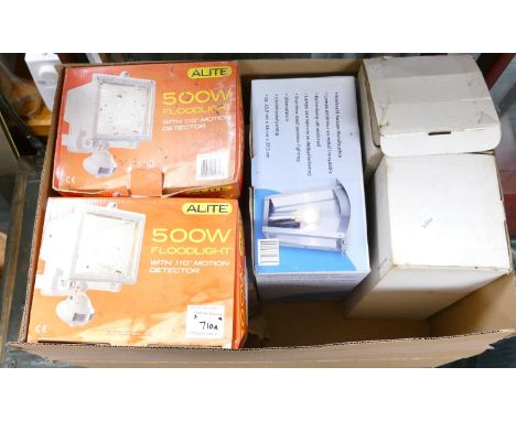 A collection of Boxed Exterior Light fittings including: floodlights, Motion Detectors etc(8) 