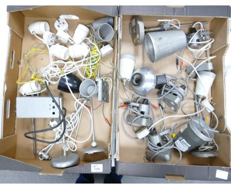 A collection of scientific items suitable for steampunk builds including: lights, ceramic bulb fittings etc (2 trays) 