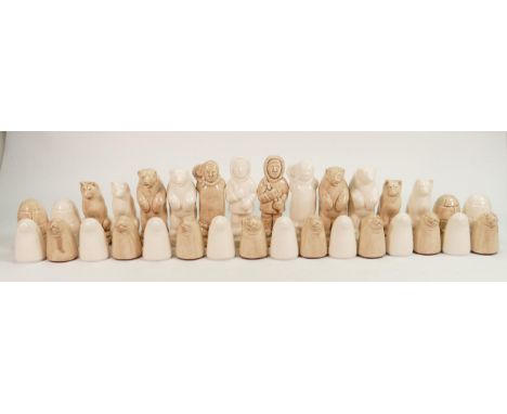 Eskimo Theme Ceramic Chess Set: height of King 13.5cm 