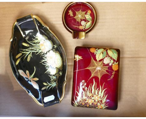 Carltonware Rouge Royale Lidded Box &amp; Ashtray: together with similar Dragon Fly theme item 