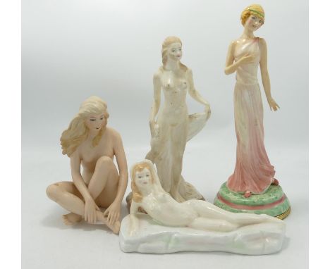 A group of Four Ceramic Nude Figures including: Coalport Nude Study No1 Peggy Davies Diana etc, tallest 27cm(4) 