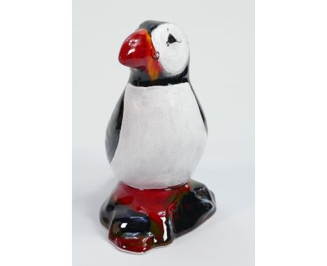 Anita Harris Model of a Puffin: Reactive glaze and enamel, gold signed to the base. Height 16cm 