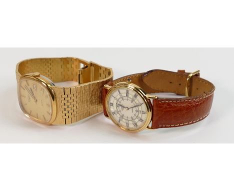 Gentleman's quartz Rotary wristwatches: Gentleman's rotary quartz gold plated dress watch and another with leather strap (bot