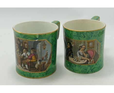 Two 19th Century Prattware Mugs: height of each 10cm(2) 