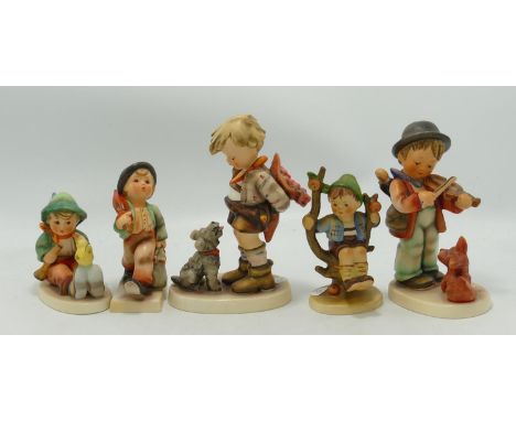 Five West German Goebel Figures including: Puppy Love, Apple Tree Boy etc 