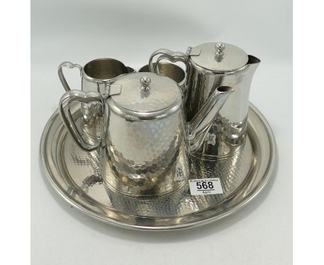 Olde Hall Mid Century 5 Piece Stainless Steel Tea Service: 