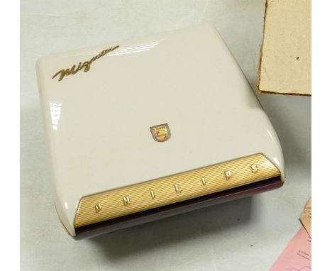 Boxed Philips Mignon Mid Century In Car Record Player: boxed with instructions and bill of sale dated 1958 