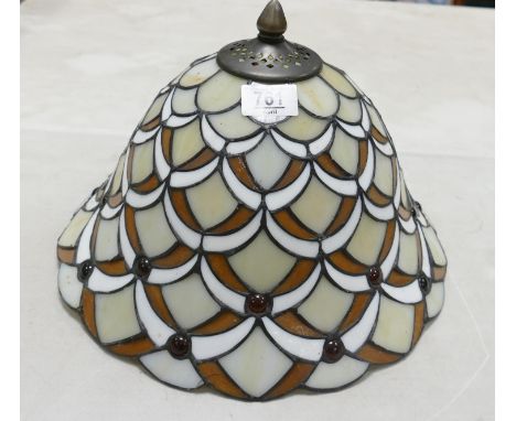 Tiffany Style Leaded Glass Ceiling Light Shade with Chains: height 22cm 