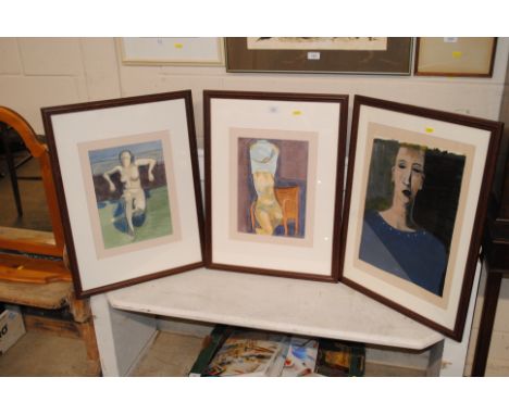 Dennis Taplin 1935-2025, portrait study and two nude studies 