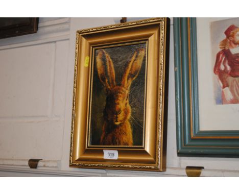 Unsigned oil on panel "Brown Hare"