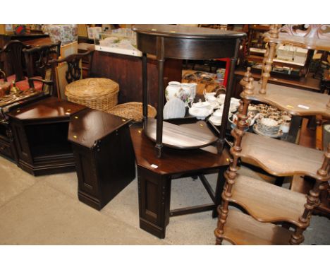 An Ercol corner unit and an Ercol demi-lune hall table 