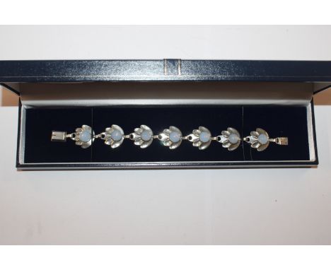 A Danish silver and moonstone bracelet, 15.5gms 