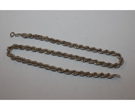 An 18" solid Sterling silver graduated rope twist necklace, 17gms 