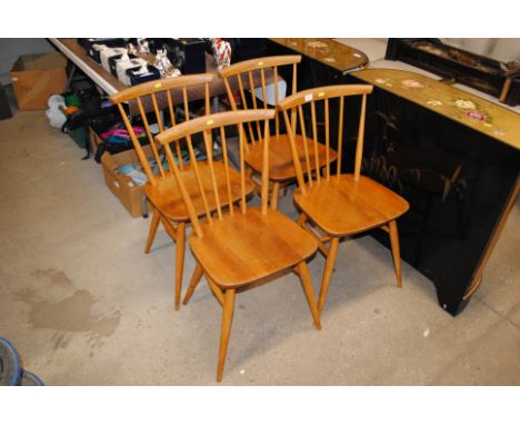 A set of four Ercol 305 pattern dining chairs 