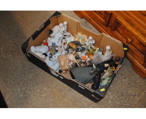 A box containing various ornaments, Wade Whimsy's etc.