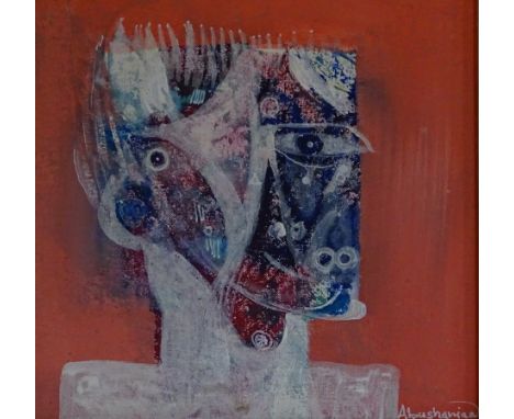 Abushaniaa. Portrait, oil on canvas, signed, 18cm x 17cm, and another pair (3).