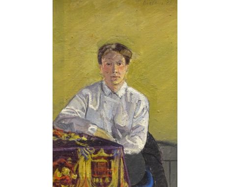 Alf Ludlam (1941-2018). Portrait of a young lady, oil on board, signed, titled and dated (19)86, 28.5cm x 19cm label verso Fr