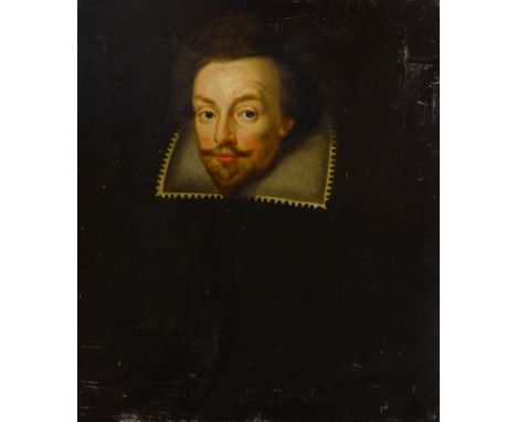 17thC/18thC School. Half length portrait of a gentleman wearing a lace collar, 76cm x 64cm.